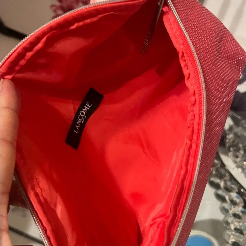 Lancome NWOT Shimmering Red Cosmetic Bag